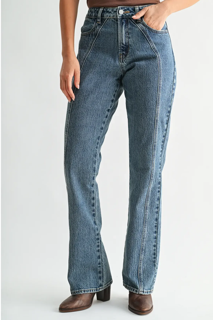 Mid Rise Front Seamed Boot Cut