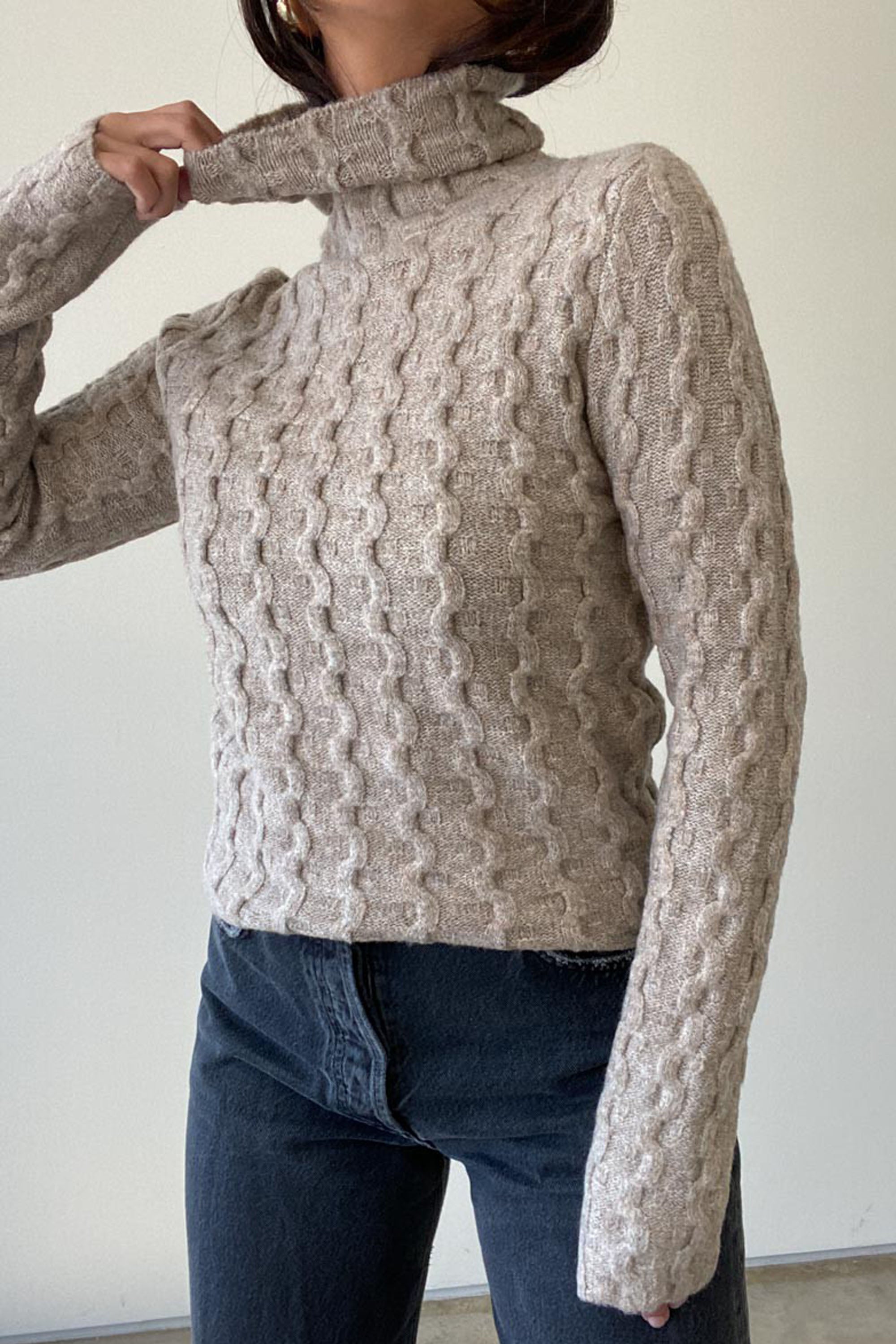 Sesame Cable Knit Top