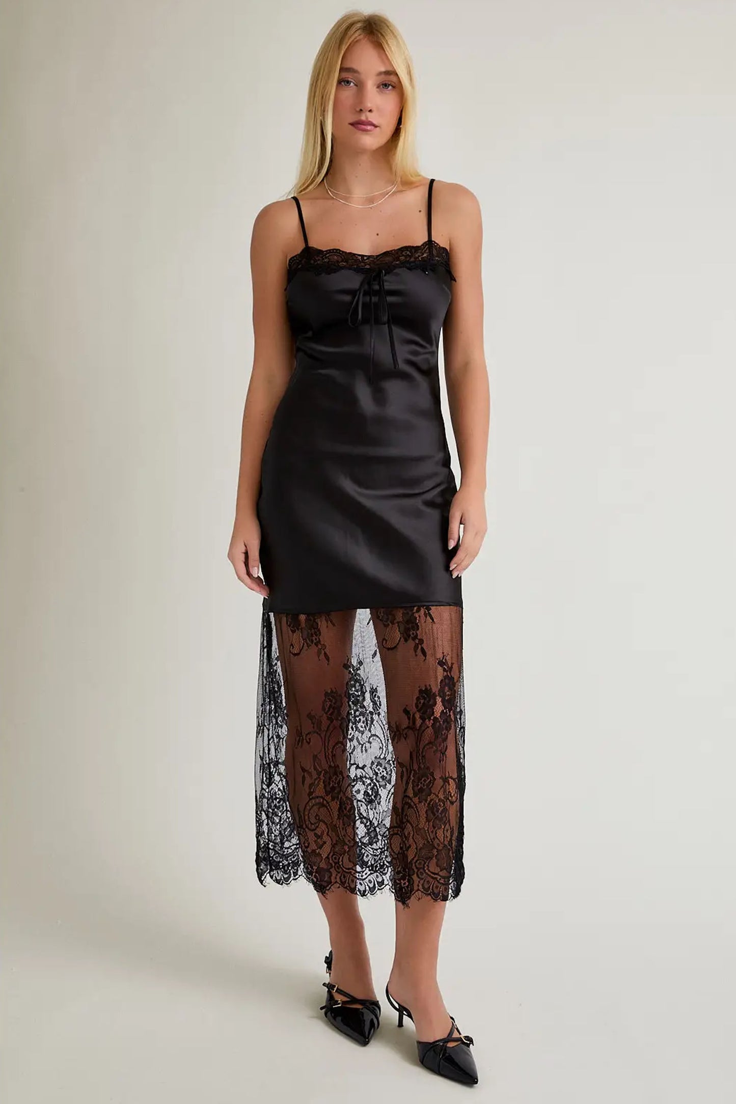 Sloan Satin Lace Dress