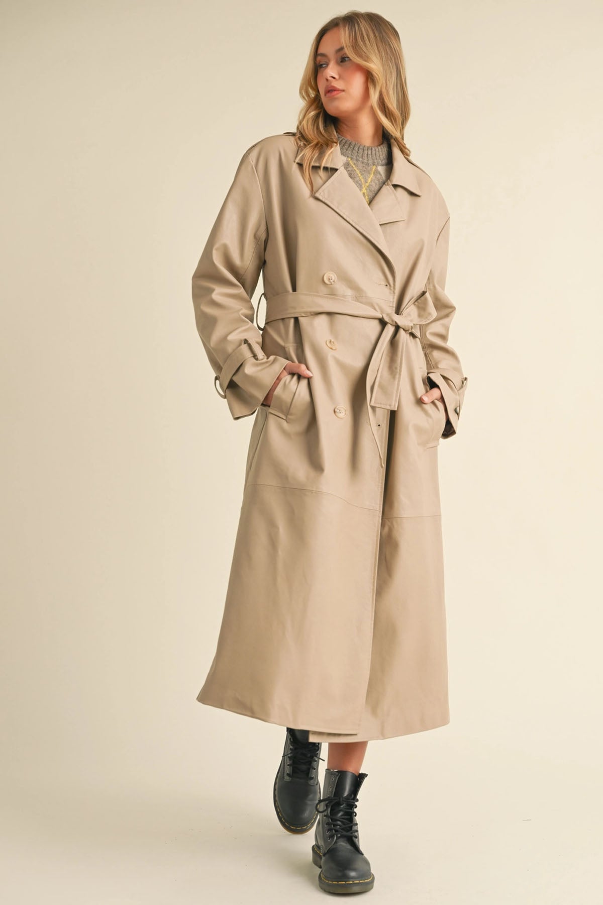 Vivian Faux Leather Trench