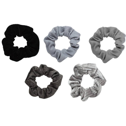 Black & Grey Velvet Scrunchies