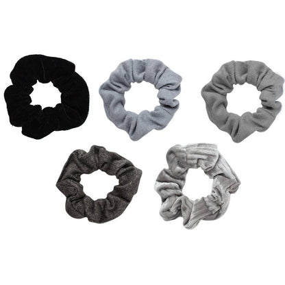 Black & Grey Velvet Scrunchies