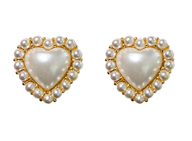 Sweet Pearl Heart Earrings