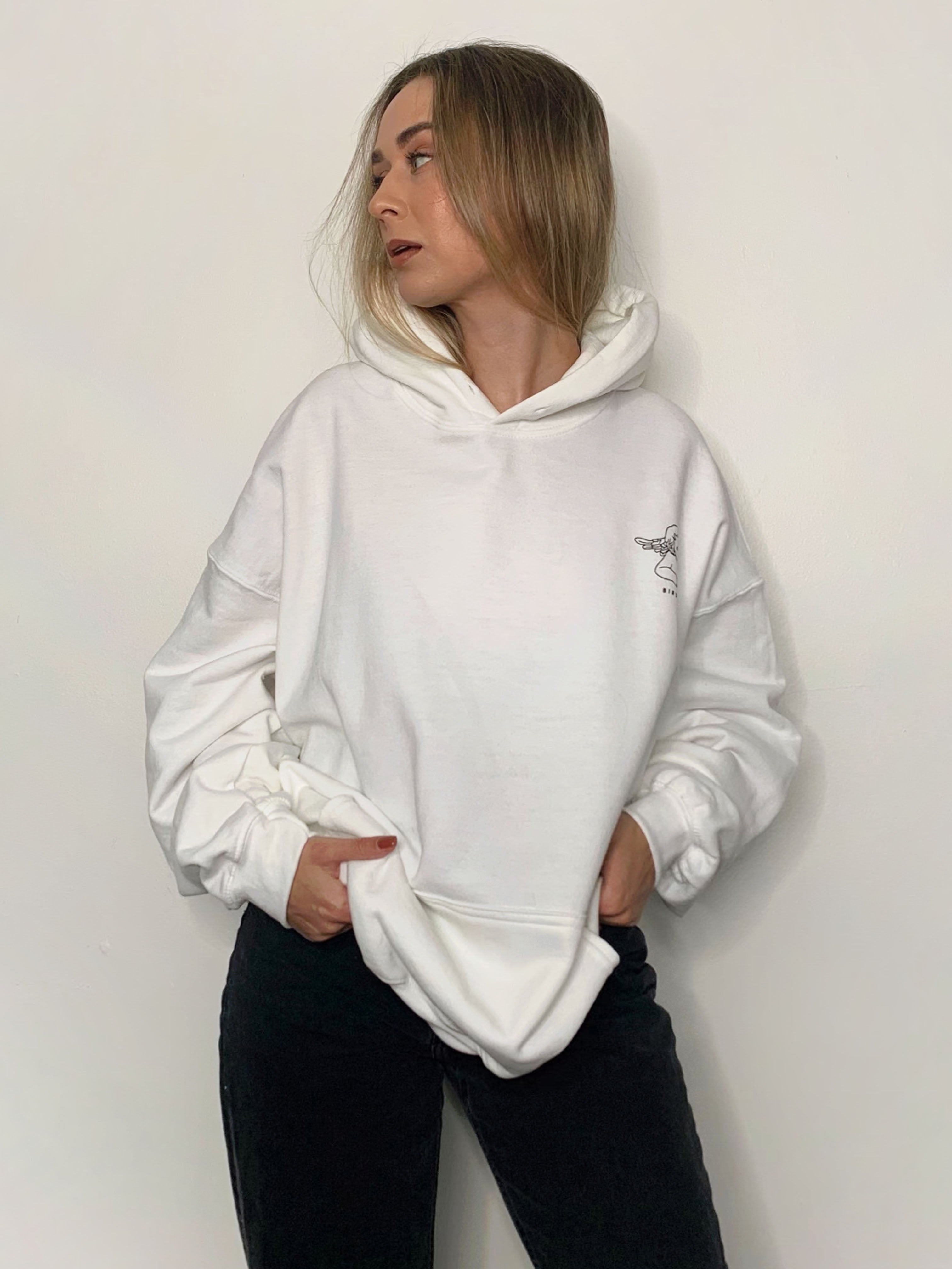 White discount angel hoodie